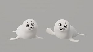 Rigged Cartoon Seal 3D model