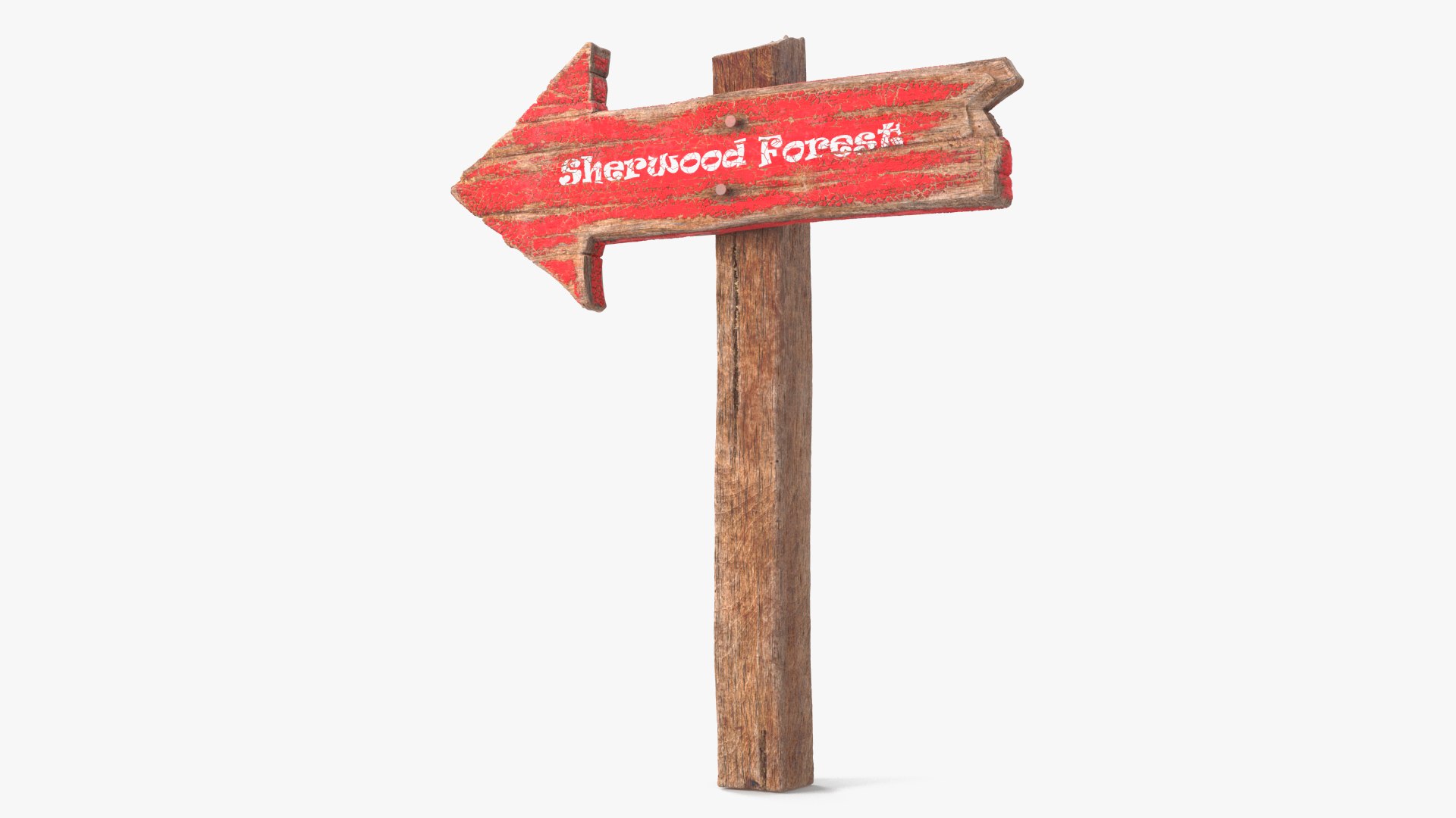 Old Wooden Arrow Road Sign 3D model preview