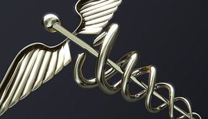 3d medical caduceus symbol model