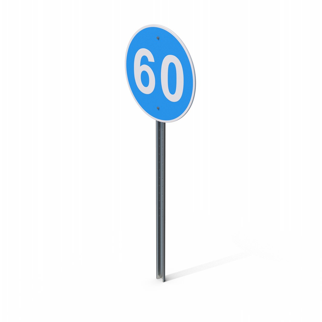 Minimum Speed 60 Road Sign Model - TurboSquid 2106288