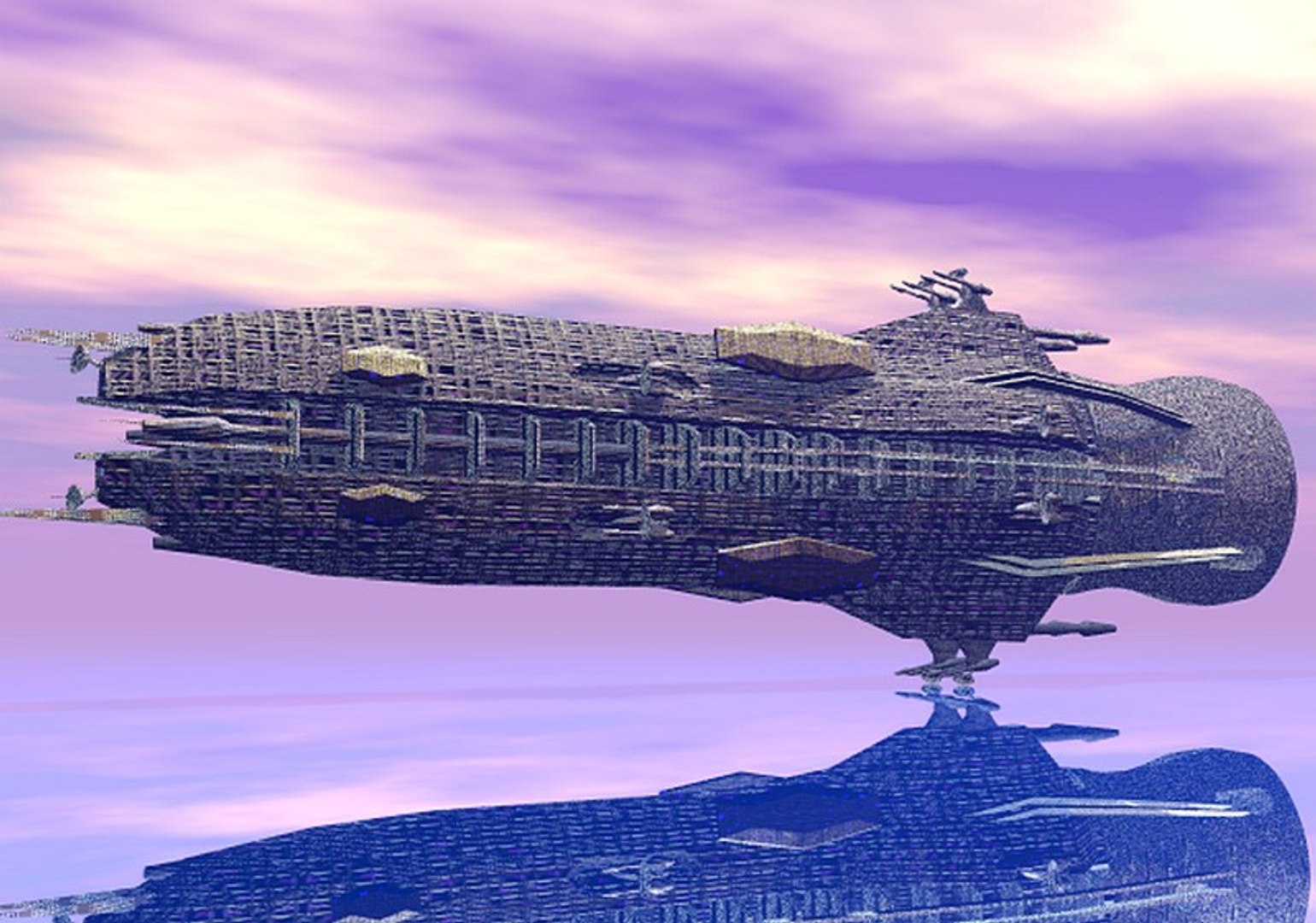 sci fi battleship ship 3d model