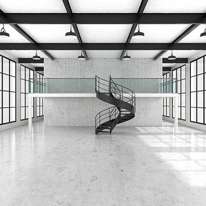 3D Industrial loft and office space 10