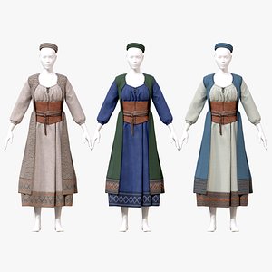 Medieval dress 3D model