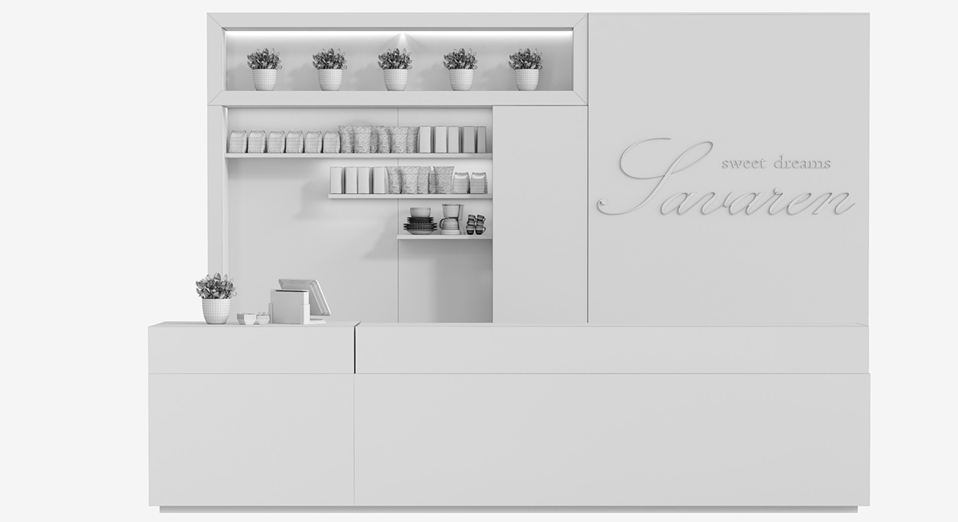 3D Coffee Point With Coffee Machine And Desserts In The Shopping Center ...