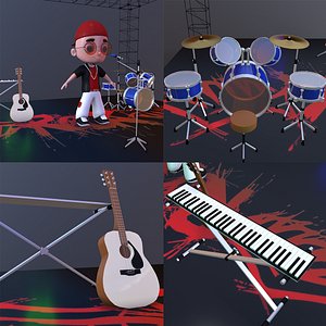 Low Poly Singer Character 3D