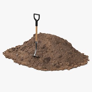 3D Soil Pile with Square Point Wooden Shovel