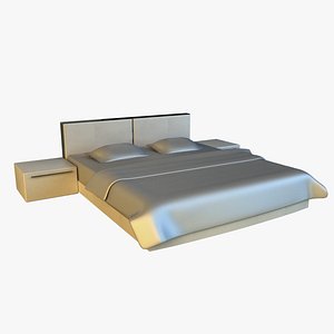white bed leather 3d 3ds