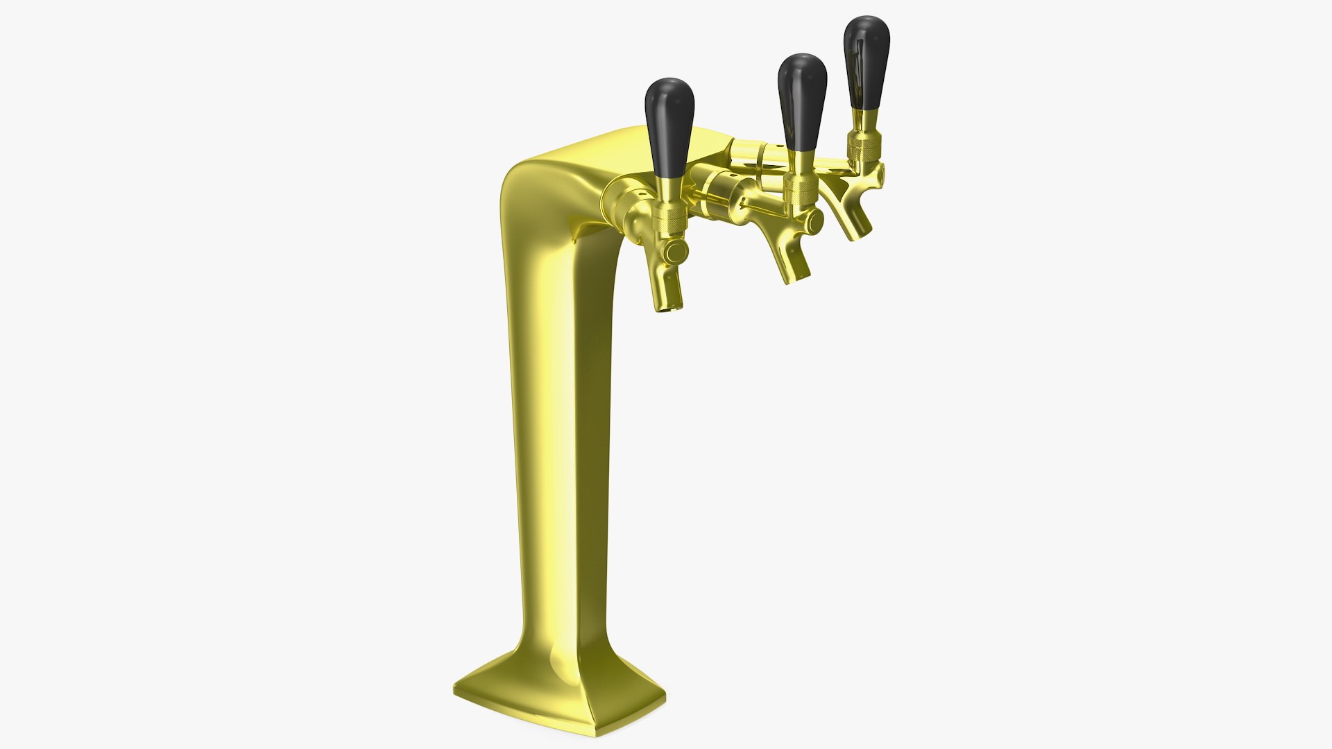 Triple Beer Tap Faucet Brass Draft Beer Tower 3D model preview
