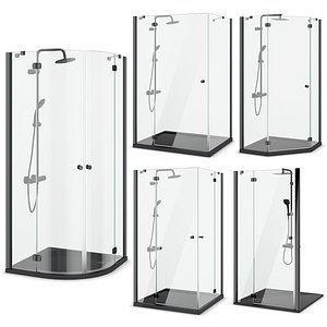 3D Shower cabins Radaway Nes 8 Black set 135 model