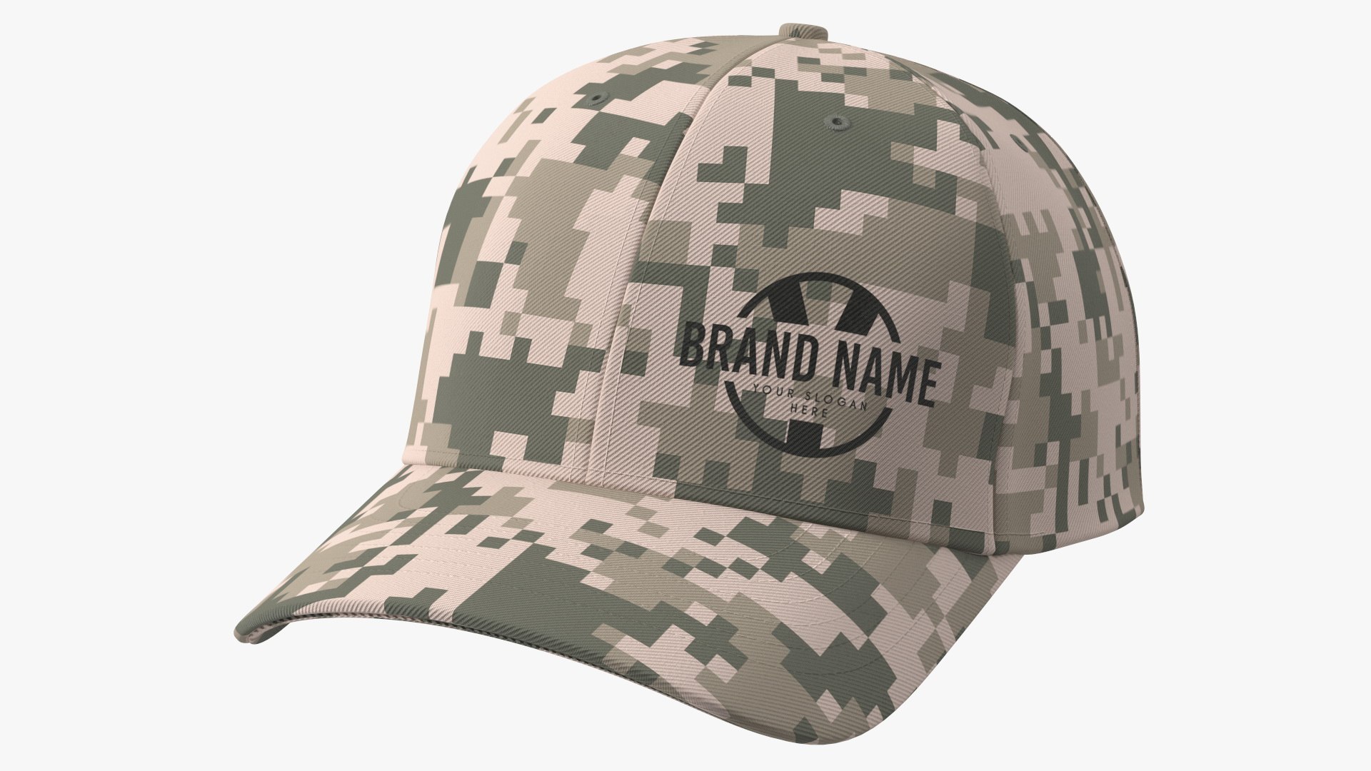 Cap Cotton Khaki Pixel Your Brand 3D model preview
