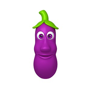 eggplant cartoon 3D model