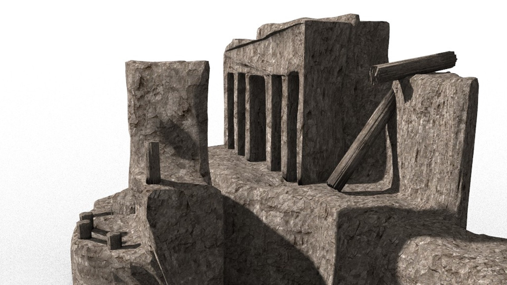 3D Cliff Rock Ancient Temple Ruins Model - TurboSquid 2086761