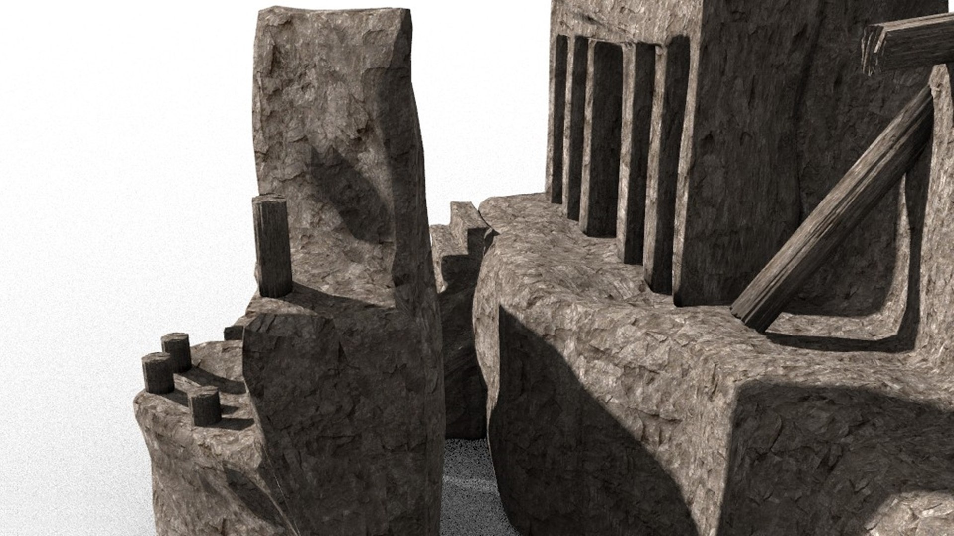 3D Cliff Rock Ancient Temple Ruins Model - TurboSquid 2086761