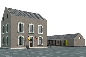 3D style school building architectural model