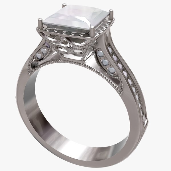 3D engagement diamond ring