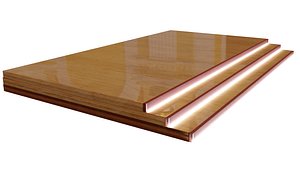 Hall floor with elegant wide wooden stairs 3D