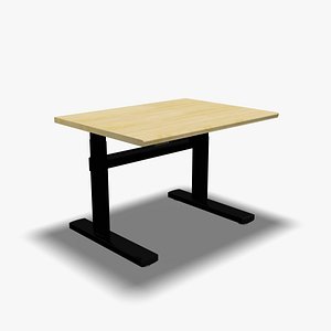 3d office wood desk adjustable-height model
