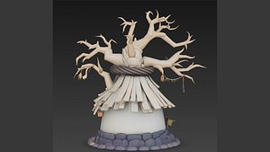 3D Stylized Fantasy Witch Hut - Ancient Tree House Shaman Dwelling