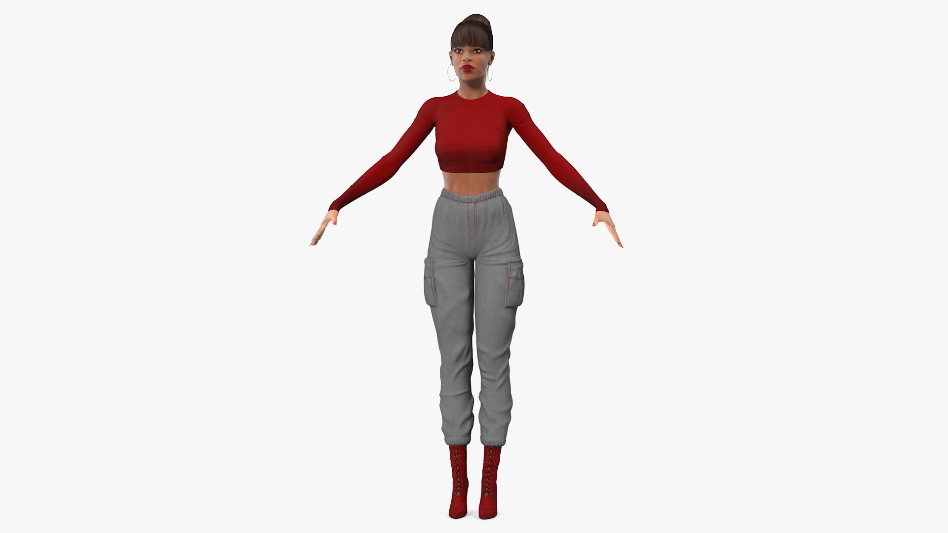 Light Skin City Style Woman T Pose 3D model preview