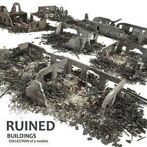 Ruined Damaged Buildings Collection 4