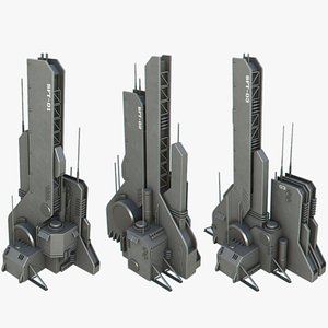 3D model Scifi tower collection