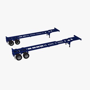 3D model Shipping container trailer for 40 and 45 foot containers