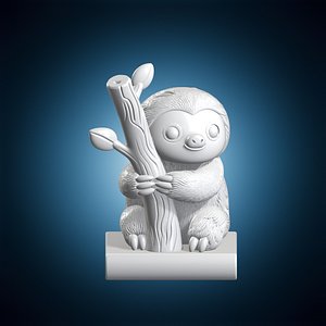 Sloth Hugging a Branch While Sitting on a Book 3D Print Model model