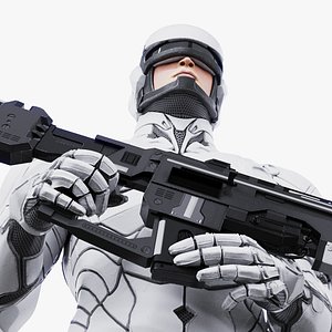 Sci Fi Soldier with Assault Rifle