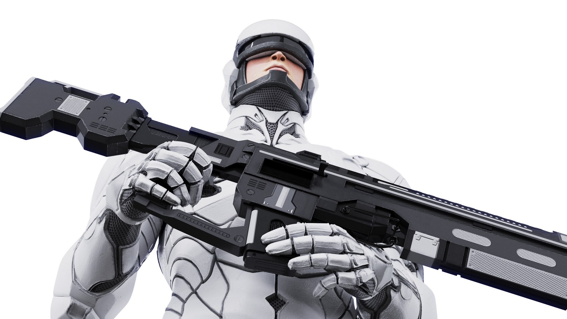 Sci Fi Soldier with Assault Rifle