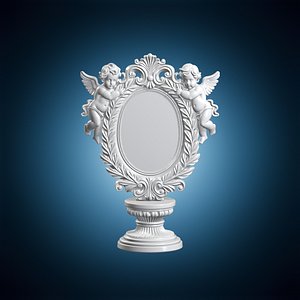 Baroque Cherub Scroll Frame 3D Print Model 3D