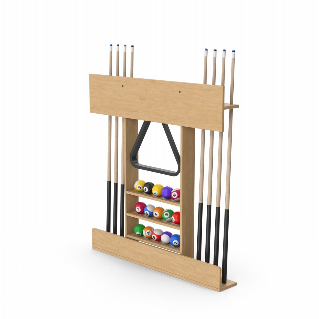 3D Wooden Billiard Cue Rack Set Model TurboSquid 2188294
