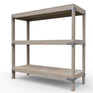 Wood Heavy-Duty Shelving Normal Unit 1780x1950 3D model