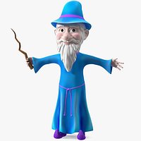 Old Wizard Cartoon Character Rigged for Cinema 4D