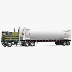 Marmon Truck with LNG Semi Trailer Gas Tank Rigged 3D model