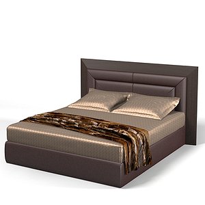 Smania Double Bed high back leather wenge modern contemporary