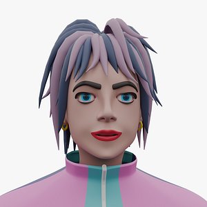 Cartoon woman 3D character casual sporty outfit