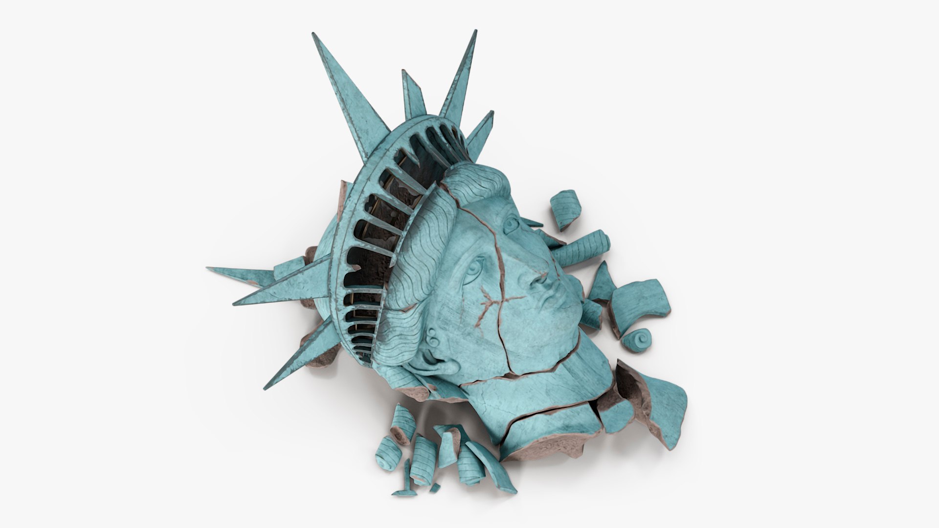 Broken head of Statue of Liberty 3D model preview