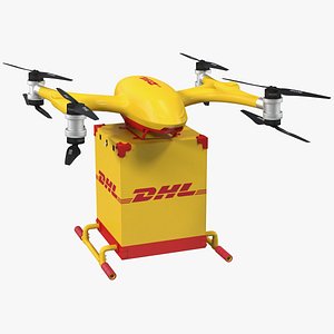 Quadcopter DHL Drone with Delivery Package
