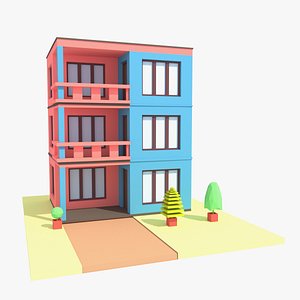 3D Low Poly Modern House 01 model
