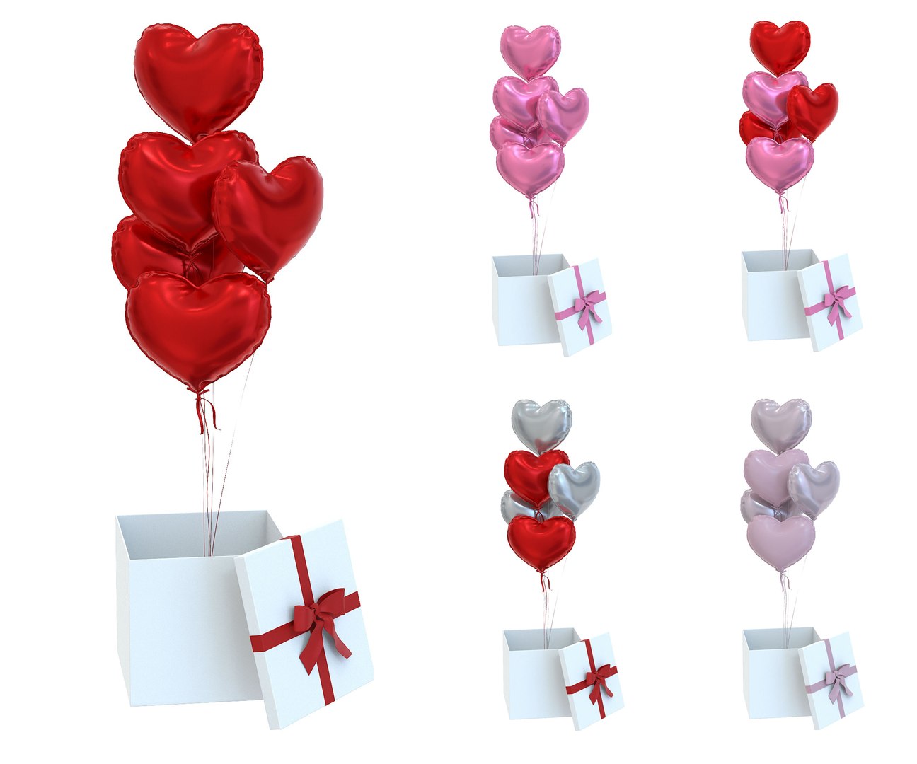 3D Heart Valentine Balloons and Gift Box - TurboSquid 2182898