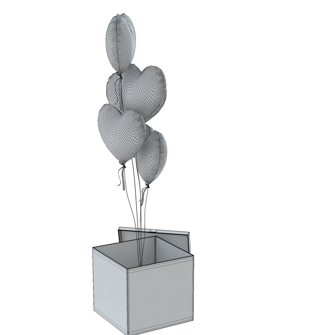 3D Heart Valentine Balloons and Gift Box - TurboSquid 2182898