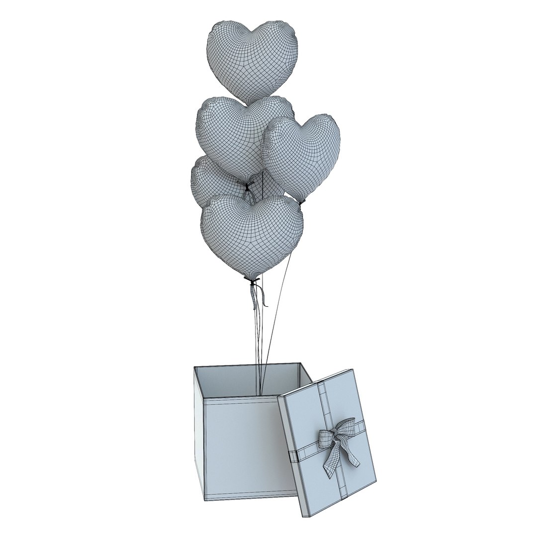 3D Heart Valentine Balloons and Gift Box - TurboSquid 2182898