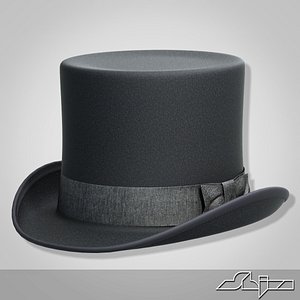 black cylinder hat 3d model