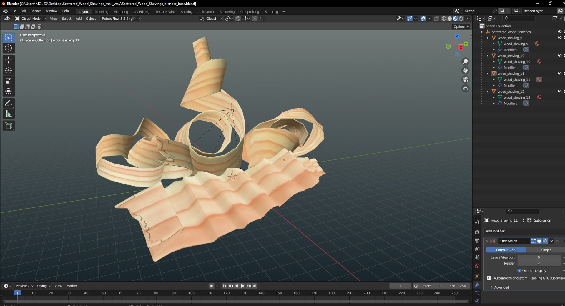 3D Scattered Wood Shavings Model - TurboSquid 2225825