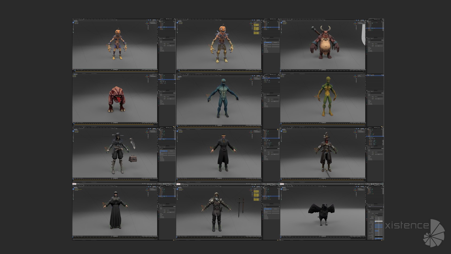 3D Alien - Demon Troll - Ghoul - Zombie - Nurse - Raven - Nun - Warrior - Barbarian - Elf Archer - Tiefling - Bot - Teen - Kid - 24 in 1 Mega Bundle https://p.turbosquid.com/ts-thumb/k0/rXSuji/Hp/creat_blender/jpg/1776886034/1920x1080/fit_q87/1b42a9fcd0adb7b1a0a66e4bc91586d3c4d98b3a/creat_blender.jpg