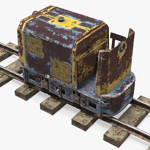 Mining Locomotive on Railway Section Rusted