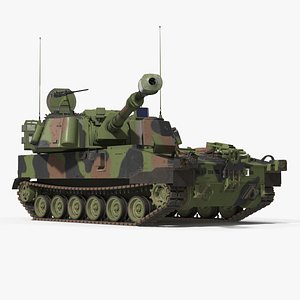 M109 Paladin Howitzer Camouflage Color Rigged