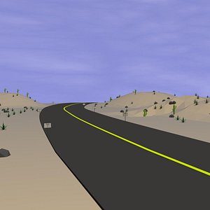 low poly cartoon desert road 3D model