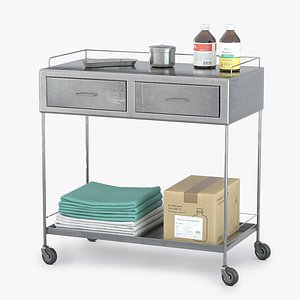 Hospital medicines trolley Low-poly