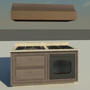 custom kitchen island grill 3d model